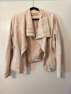 Blank NYC Blush Draped Suede Moto Jacket